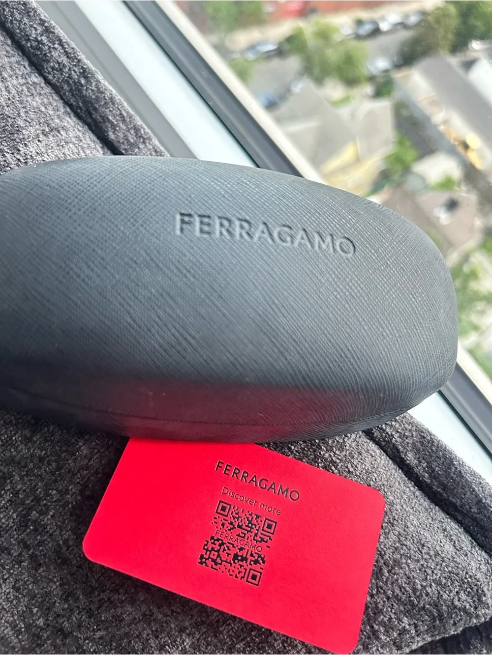 Salvatore Ferragamo Black Sunglasses with Red Logo Card
